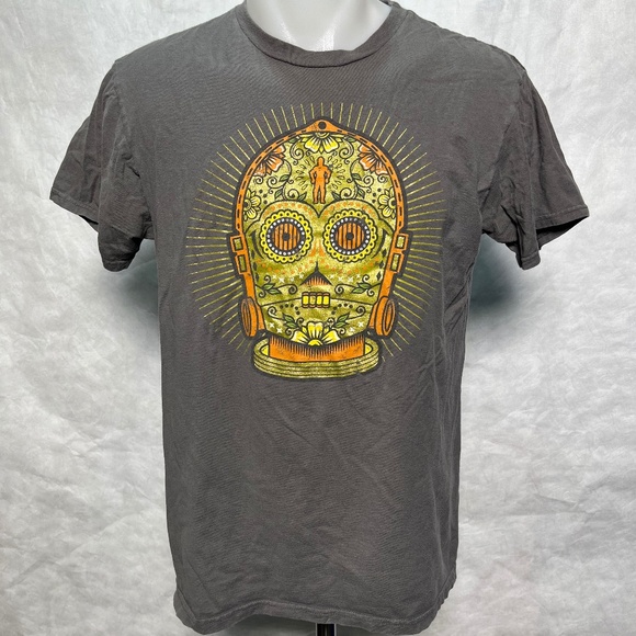 Mens Disneyland Walt Disney Star Wars Day Of The Dead Sugar Skull C3PO Size M - Picture 1 of 6
